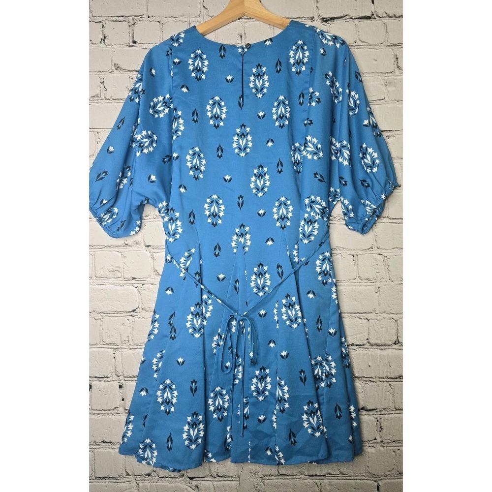 Ann Taylor Floral Summer Half Sleeve Shift Dress Size Large Petite Blue Vacation - Picture 7 of 11